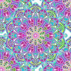 colored hand drawn mandalas and seamless mandala patterns