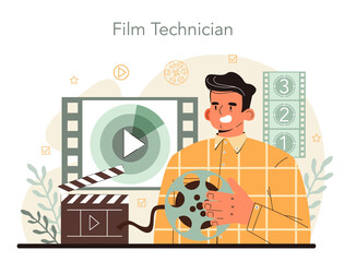 Videographer concept. Video production, filming and editing. Cameraman