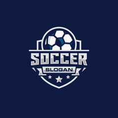 Soccer team emblem logo design vector illustration