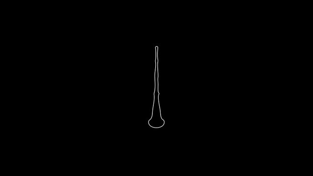 white linear pipe silhouette. the picture appears and disappears on a black background.
