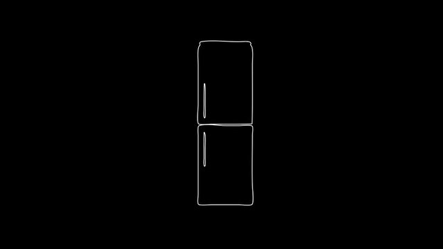 white linear refrigerator silhouette. the picture appears and disappears on a black background.