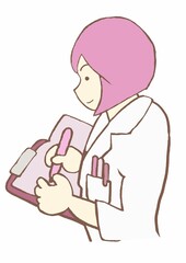 心理検査を実施する臨床心理士のイラスト　シンプル