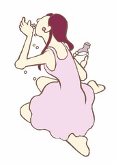 パーソナリティ障害　大量服薬する女性のイラスト　シンプル