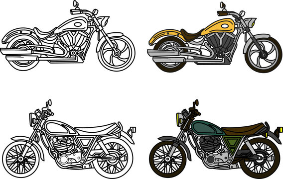 motorbike vector image for coloring book.