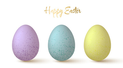 Easter eggs collection. Lovely 3d design elements in pastel colors with spotted pattern.