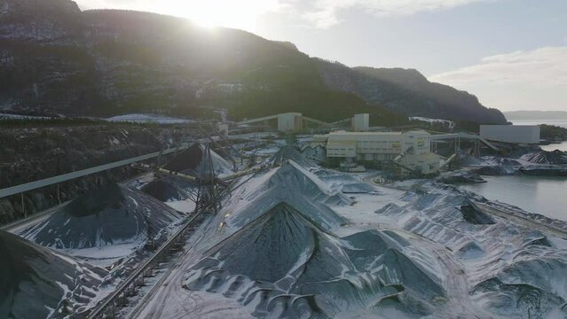 Quarry Site Near Jelsa Village In Norway - aerial site