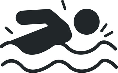 silhouette of a man swimming icon vector, a man swimming symbol 