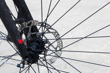 close up of bicycle wheel