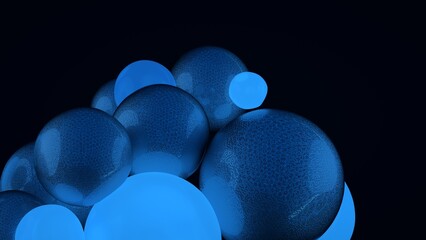 balls on a black background