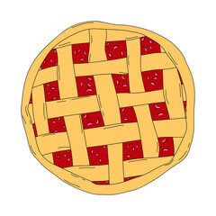 Vector illustration of a berry pie with lattice of dough 