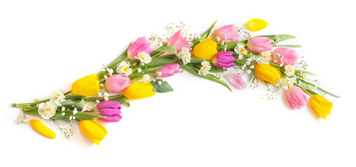 spring flowers on isolated white background