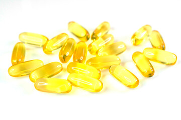 Omega 3 vitamins and vitamin d capsules isolated