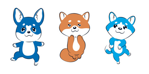 Obraz premium Vector illustrations with cute dogs