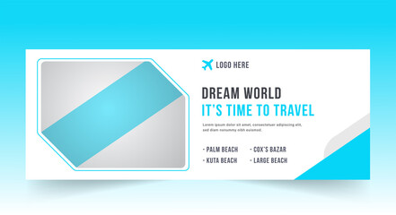 Travel company social media banner template design. Abstract web banner template. Vector graphic design. Social media cover or banner. Corporate business cover layout
