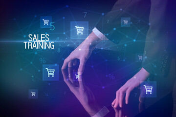 Online shopping concept with shopping cart icons