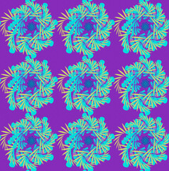 Fototapeta na wymiar the pattern of patterned flowers in blue shades