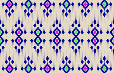 Beautiful Ethnic abstract ikat art. Seamless pattern in tribal, folk embroidery, and Mexican style. Aztec geometric art ornament print.Design for carpet, wallpaper, clothing, fabric, cover, textile