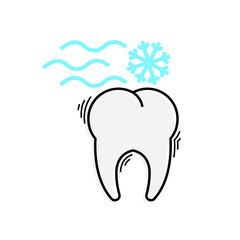tooth icon with sensitive problem on white background.
