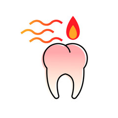 tooth icon with sensitive problem on white background.
