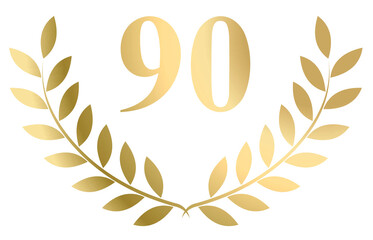 Gold laurel wreath 90 vector isolated on a white background	
