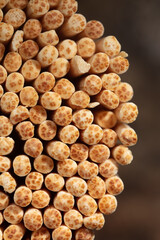 Close up of wooden toothpicks as background.