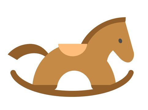 Rocking Horse icon on the yellow background. Vector illustration.