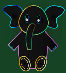 silhouette of a cute elephant on a green background