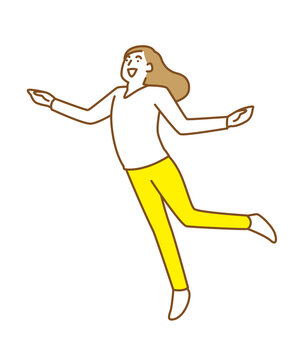 recommend clip art: 笑顔でジャンプして喜ぶ女性