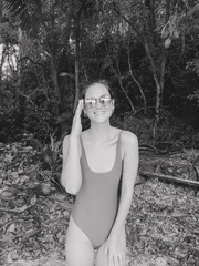 B&W Woman in swimsuit