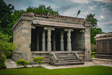 Fototapeta na wymiar Sri Appan Venkatesa Perumal Temple is dedicated to Hindu God Vishnu located at Thiru Mukkoodal Village in Kanchipuram District of Tamilnadu. This temple is located on 3 banks of the rivers. ASI site.