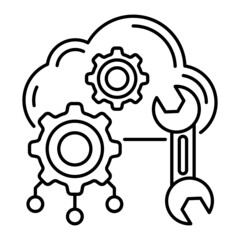 configuration management Concept, Remote Data Settings Vector Icon Design, Cloud computing Symbol, Client server model Sign, Web Hosting and Edge device stock illustration