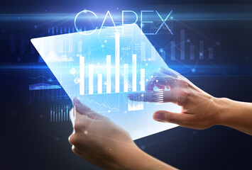 Hand holding futuristic, business concept