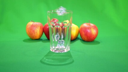 ice falling into glass slow motion 4k chroma key - Powered by Adobe