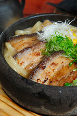 A Bowl Of Miso Soup Udon noodle with Japanese Style BBQ Pork