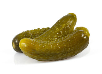 small pickled cucumbers isolated on white background