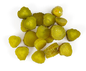 small pickled cucumbers isolated on white background