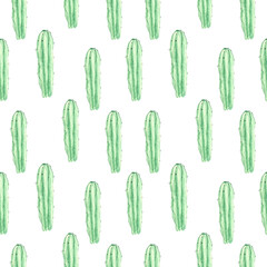 Seamless pattern with green juicy cacti in the shape of a cucumber. A discreet desert-themed illustration for Botanical backgrounds, textiles, Wallpaper, packaging, bedding, and stationery.