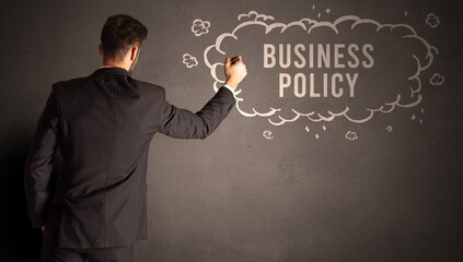 businessman drawing a cloud with inscription