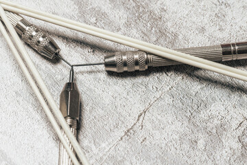 Set of sharp scrapers and fiberglass brushes for the mechanical cleaning of coins and...