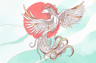Obraz premium abstract illustration of mythological bird phoenix Fenghuang 