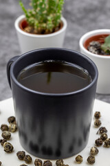 Jasmine Pearls Green Tea on a dark background. medicinal asian herbal tea