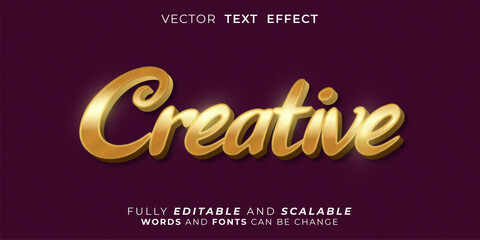 Creative text gold effect, Editable 3d style text tittle