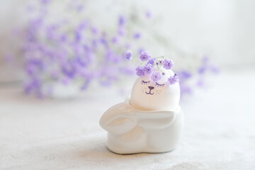 easter composition on a light concrete background, easter concept