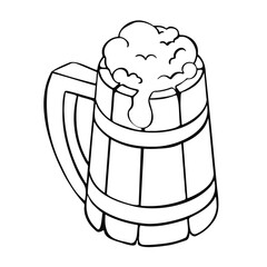 Retro mug of foamy beer vector