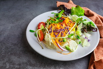 Vegetable salad healthy vegetarian food on a plate