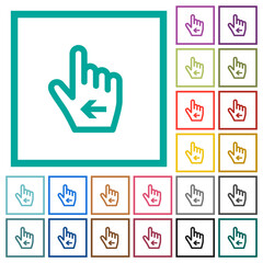 Obraz premium Hand cursor left outline flat color icons with quadrant frames
