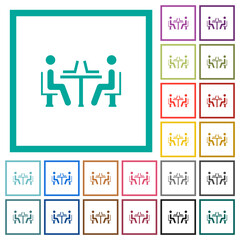 Internet cafe flat color icons with quadrant frames