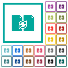 Swap documents solid flat color icons with quadrant frames