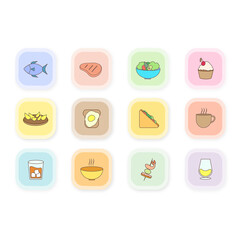 color food line icons for web and mobile