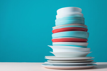 Pile of colorful dishes